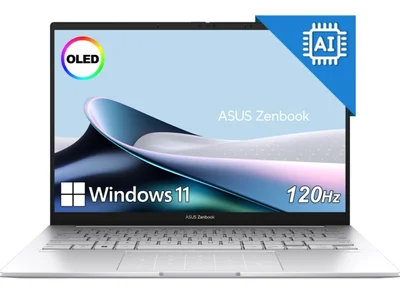 Лаптоп ASUS Zenbook UX3405CA-ST787X, 14" OLED 2880x1800 120Hz, Intel Core Ultra 9 285H, 32GB RAM, 1TB SSD, Windows 11 Pro, Silver