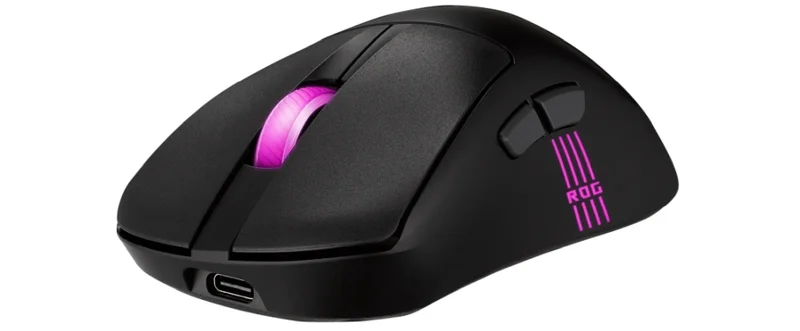 Геймърска мишка ASUS ROG Keris II Origin Wireless, 42000 dpi, 65 g, 5 бутона, черна