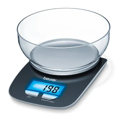 Кухненска везна Beurer KS 25 с купа 1.2 л, капацитет 3 kg, точност 1 g, сивa