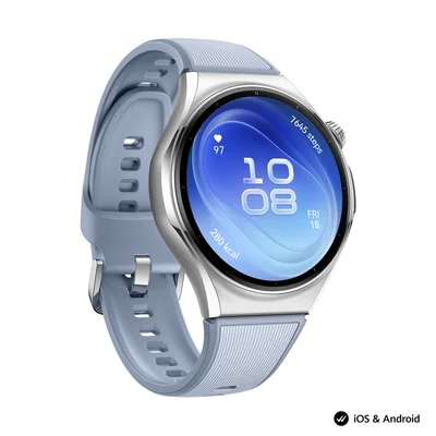 Смарт часовник Huawei Watch 6 Niz-L19F, 1.5" LTPO OLED, 2GB RAM, 64GB, 4G LTE, син + FreeBuds 7i бели