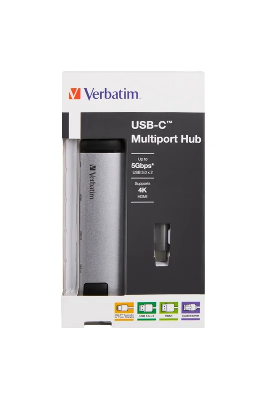 Verbatim USB-C Multiport Hub USB 3.1 Gen1/USB 3.0 x2/HDMI/RJ45