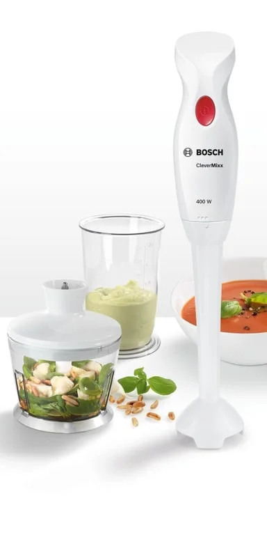 Bosch MSM14200, Blender, CleverMixx, 400 W, Included transparent jug & chopper, White, deep red