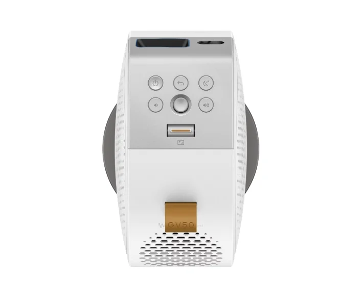 BenQ GV50 Laser Portable Projector, 1080p (1920x1080), 100K:1, 500 ANSI Lumens, 1.2X, Auto Keystone, HDMI (ARC 5.1 channel), USB-C (w/DP PD), USB, BT 5.0,  2x4W Speakers + 10W Woofer, Google TV, SmartRemote App, WiFi, 2.1kg, White