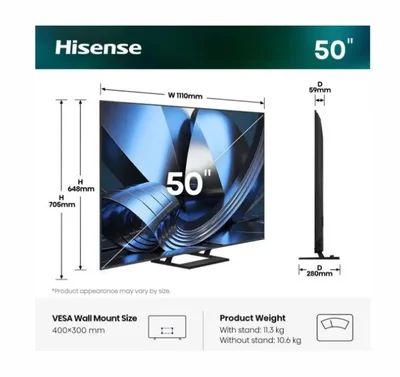 Телевизор Hisense U7SE 50" 4K UHD ULED 144Hz Quantum Dot IPS HDR10+ Dolby Vision IQ Smart TV