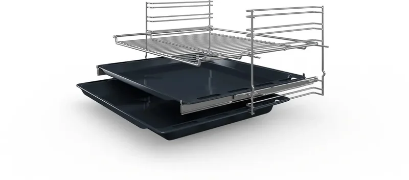 Bosch HBF134EB2, SER2, 3D HotAir, EcoClean Direct, 66 l, Telescopic guides on 1 level, LED display with sinking buttons, 7 HM, Energy efficiency A, Black