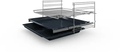 Bosch HBF134EB2, SER2, 3D HotAir, EcoClean Direct, 66 l, Telescopic guides on 1 level, LED display with sinking buttons, 7 HM, Energy efficiency A, Black