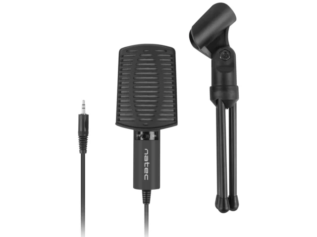 Микрофон NATEC ASP, кондензаторен, кардиоиден, Mini Jack, 1.80 m, черен