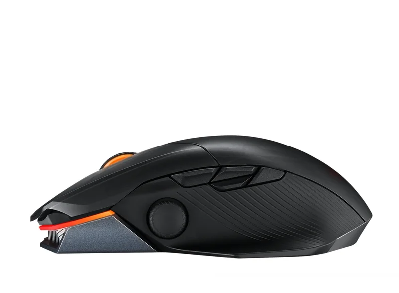 Asus ROG Chakram X Origin Gaming Mouse, Tri-mode connectivity (2.4GHz RF, Bluetooth, Wired), 36000 DPI sensor, 11 programmable buttons, Detachable joystick, Paracord cable, Black