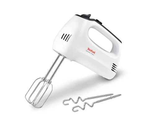 Tefal HT310138, Hand Mixer, 300W, 5 Speeds + turbo,  2 Beaters, 2 Dough hooks, white/dark grey