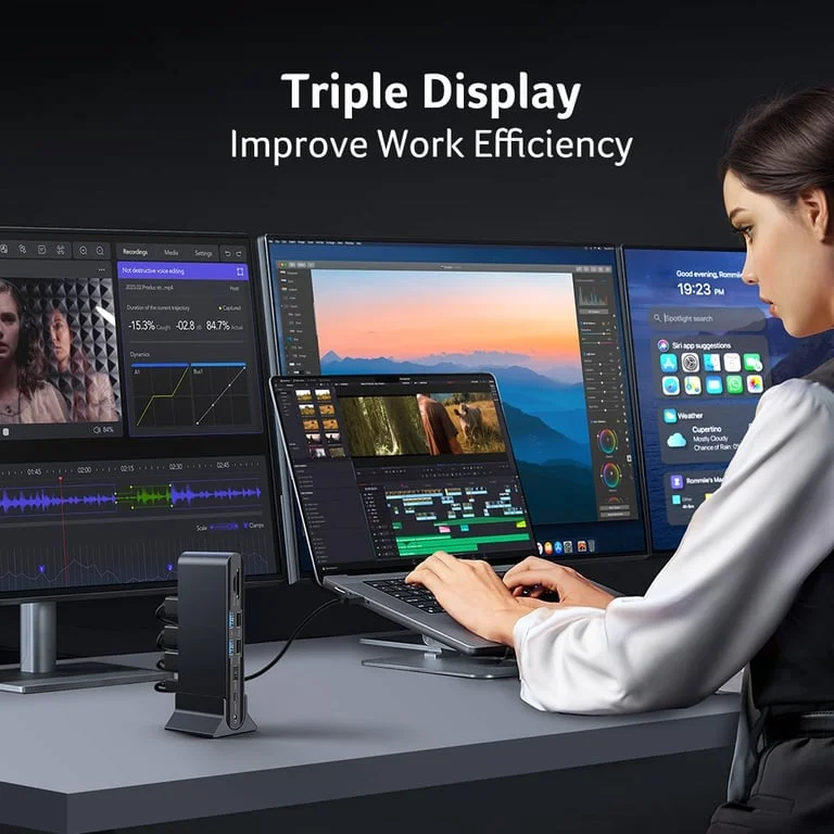 Acer Type C Universal docking station 15in1, 2 x HDMI 4K@60Hz, 1 x DP 8k@30Hz, 5 x USB A, 1 x USB C, 1 x RJ45, 1x SD /Micro SD, 1 x TF, 1 x Audio  3.5mm jack, Windows, ChromeOS, macOS, Gray
