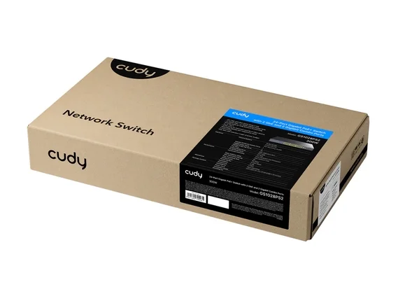 Cudy GS1028PS2 24-Port Gigabit PoE+ Switch with 2 SFP ports 300W24-10/100/1000 BASE-T Gigabit ports, 19-inch, 2-1000 BASE-X SFP Slot, 24-port IEEE 802.3at PoE+ Injector