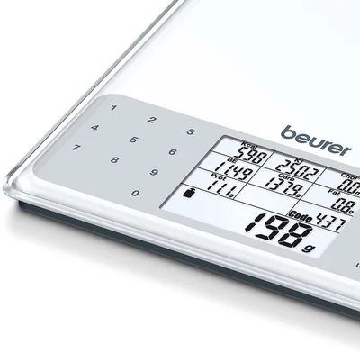 Кухненска везна Beurer DS 61, стъкло, 5 kg/1 g, LCD дисплей, бяла