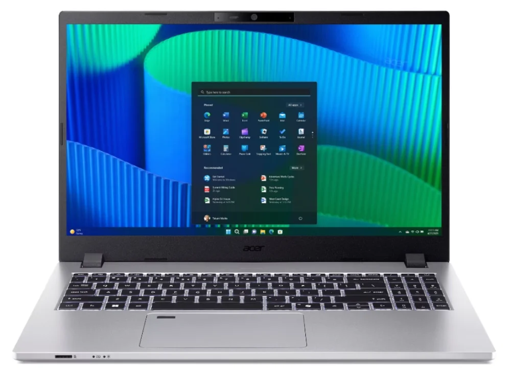 Acer TravelMate P2 TMP215-55-TCO-5378, Intel Core 5 120U (1.4GHz up to 5.0GHz, 12MB), 15.6" FHD (1920x1080) IPS, 16GB DDR5(2x8GB), 512GB PCIe NVMe SSD, Intel Graphics, RG-45, WiFi 6E, BT 5.3, KB Backlit, TPM 2.0, FPR, Win 11 Pro EDU, 3Y, Silver