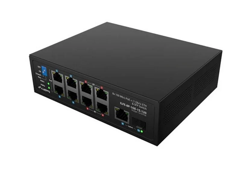 Lanberg Switch ILFE-8P-1Ge-1S-120 POE 4 x BT 4 x AT SFP/ETH DIN Unmanagment Fast Ethernet