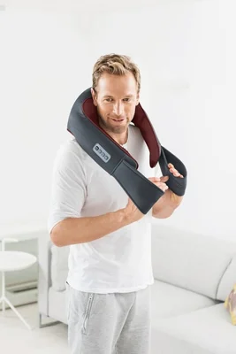 Масажор Beurer MG 151 3D Shiatsu за рамене, врат, гръб и крака, 8 въртящи се шиацу глави, функция топлина, 3 степени, автоматично изключване, сива
