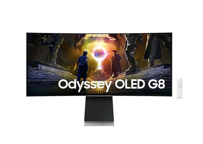 Samsung LS34DG850, 34'' CURVED Odyssey G8 OLED, 1800R, 175 Hz, 0.1 ms GTG, 21:9, 3440 x 1440, Smart, 2xUSB C, Mini DP, Micro HDMI 2.1, Wi-Fi 5, BT 5.2, Speakers, 178°/178°, Silver