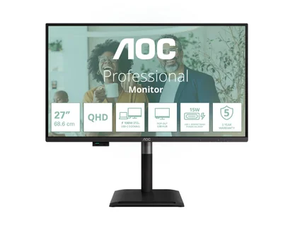 AOC Q27P4CV, 27" IPS WLED, 2560x1440@120Hz, 4ms GtG, 350cd m/2, 1500:1, 50M:1 DCR, Adaptive Sync, FlickerFree, Anti-Blue Light, 2Wx2, Tilt, Height Adjust, Pivot, Swivel, HDMI, DP, USB hub, RJ45