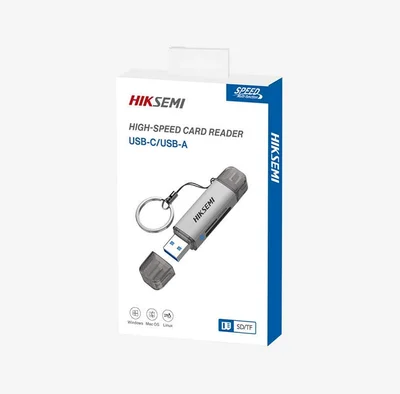 Четец за карти HIKSEMI USB 3.0 и Type-C за SD и TF карти, сив