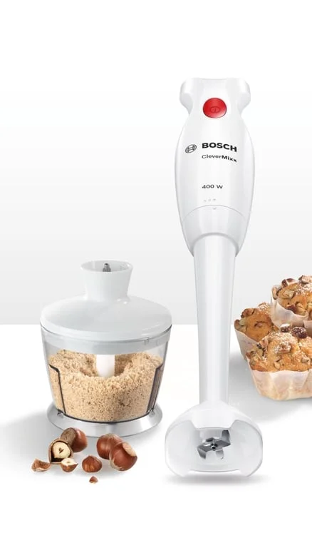 Bosch MSM14200, Blender, CleverMixx, 400 W, Included transparent jug & chopper, White, deep red