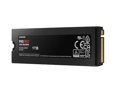 Samsung SSD 990 PRO 1TB Heatsink PCIe 4.0 NVMe 2.0 M.2 V-NAND 3-bit MLC, 256-bit Encryption, Read 7450 MB/s Write 6900 MB/s