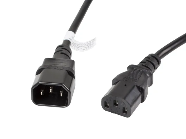 Захранващ удължителен кабел Lanberg – IEC 320 C13 към C14, 3m, VDE, черен