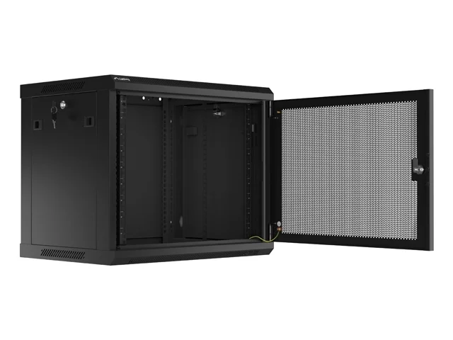 Lanberg rack cabinet 19" wall-mount 9U/600x450 with perforated door black (flat pack)