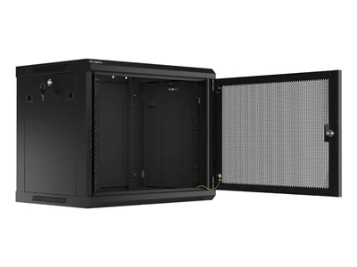 Lanberg rack cabinet 19" wall-mount 9U/600x450 with perforated door black (flat pack)