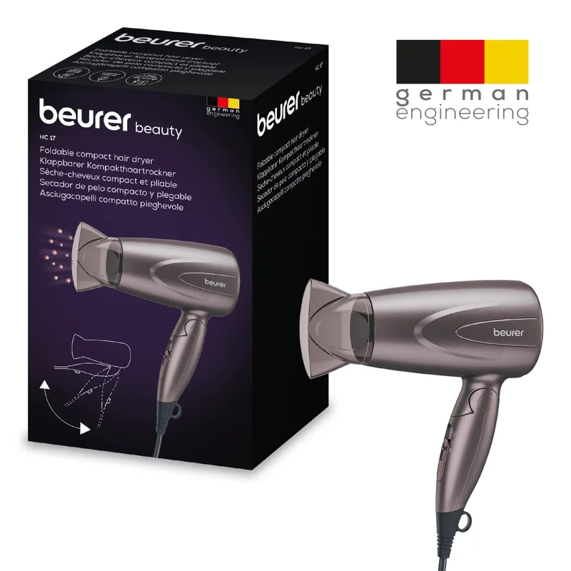 Сешоар Beurer HC 17, 1300W, с въздушен концентратор, 2 температурни и 2 скоростни степени, сив