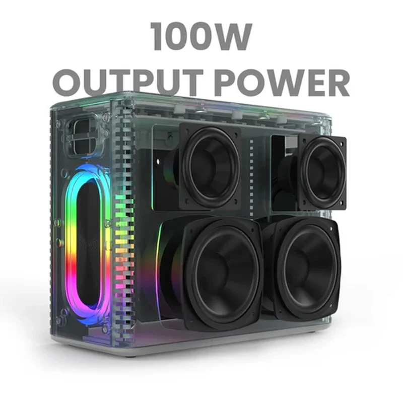 HiFuture MusicBox Black, 3-Way Speaker System, 100W Output, Built-in DynaBoost Bass Technology, Built-in DC12V Non-Stop Playing Power Socket, Enable Karaoke Dancing Light, Up to 8 Hours Playtime, Bluetooth 5.3, Pair to Play (TWS Mode)