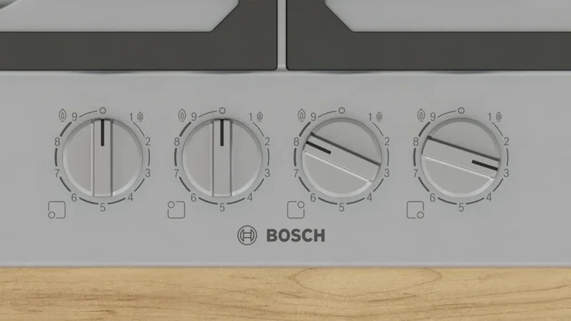 Bosch PCP6A5I90, SER6, Gas hob, 4 zones, Wok burner, 9 power levels, FlameSelect new, Easy cleaning, inox, 60cm