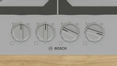 Bosch PCP6A5I90, SER6, Gas hob, 4 zones, Wok burner, 9 power levels, FlameSelect new, Easy cleaning, inox, 60cm