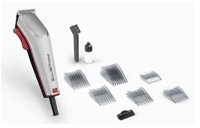 Rowenta TN1300F0 Hair Clipper Perfect Line 2 silver, 1 speed, 6 fix hair combs, micro setting (0,6-0,9-1.2mm), hair settings (0.6-25mm), heights hair clipper (9),corded, pouch, oil &cleaning brush