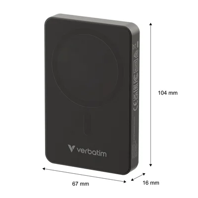 Външна батерия Verbatim Charge 'n' Go Essentials Magnetic Wireless 10000mAh Черен