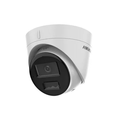 Камера за видеонаблюдение Hikvision 4 MP Smart Hybrid Light Turret, 2.8mm, IR и бяло осветление до 30м, 120 dB WDR, H.265+, IP67, вграден микрофон, слот за microSDXC (512GB), 12VDC/PoE 6.5W