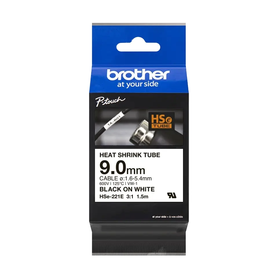 BROTHER Heat Shrink Tube Black on White