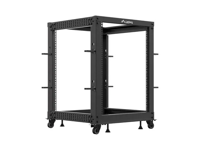 Lanberg open rack 19" 15U 600x600-1100 adjustable, black