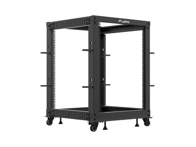 Lanberg open rack 19" 15U 600x600-1100 adjustable, black