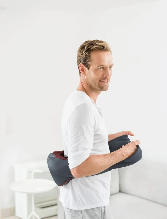 Масажор Beurer MG 151 3D Shiatsu за рамене, врат, гръб и крака, 8 въртящи се шиацу глави, функция топлина, 3 степени, автоматично изключване, сива