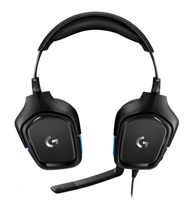 Геймърски слушалки Logitech G432 7.1 съраунд, кожена възглавничка, черни/сини, USB