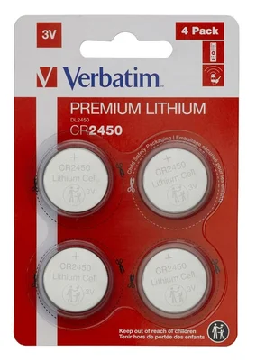 Литиева батерия Verbatim CR2450 3V, 4 броя
