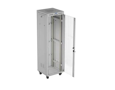 Lanberg Rack Cabinet 19" Free-Standing 42U/600X600 (FlAT Pack) With Glass Door LCD Grey V2