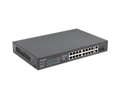 Lanberg switch 16x 100mb poe+/2x 1GB/1x sfp unmanaged rack 10" & 19" gigabit ethernet 150w