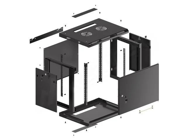 Lanberg rack cabinet 19" wall-mount 9U/600x450 for self-assembly with metal door  black (flat pack)