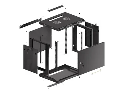 Lanberg rack cabinet 19" wall-mount 9U/600x450 for self-assembly with metal door  black (flat pack)