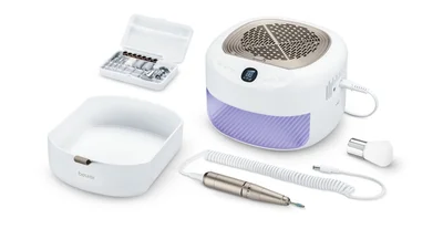 Beurer MP 200 Manicure/pedicure station - 3 functions in one device: Nail cutter, UV/LED lamp and nail dust extractor; up to 26,000 rpm; 9 high-quality attachments; For artificial nail modelling