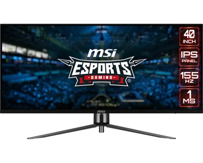 MSI MAG401QR Ultra Wide Gaming Monitor, 40", 1ms, 155Hz IPS, 3440x1440, AMD FreeSync Premium, HDR 400, KVM, Night Vision, RGB Mystic Light, 5-Way Navigator Joystick, Type-C(65W PD), DP(1.4a), 2xHDMI(2.0b), USB Hub, Tilt, VESA 100, Black, 10.3kg