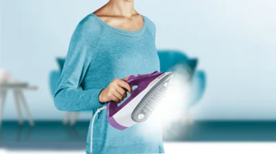 Ютия Tefal FV2836E0 Express Steam 2400W, керамична плоча, 35 g/min пара, 165 g/min ударна пара, 270 мл резервоар, лилава