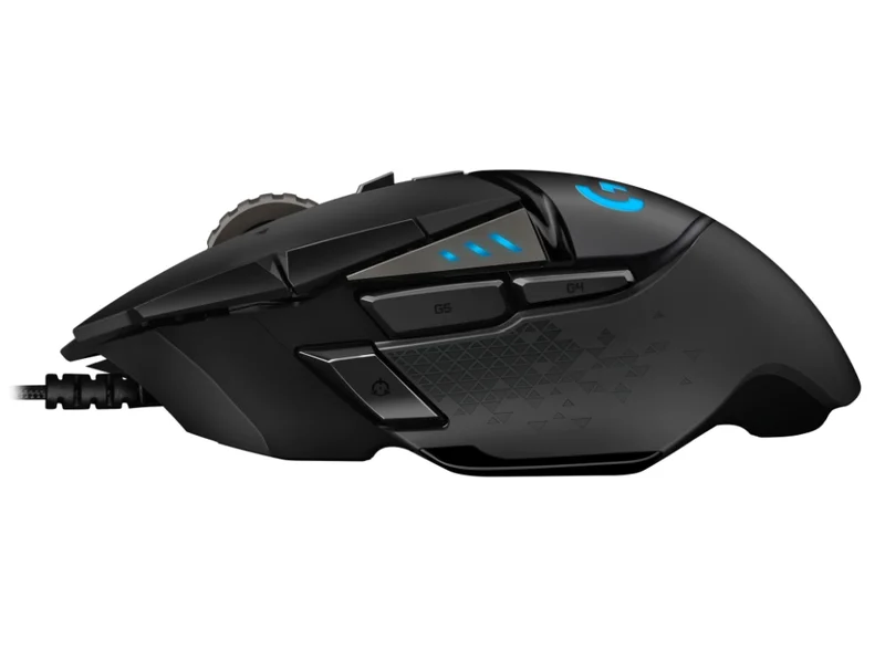 Logitech G502 Mouse, Lightsync RGB, HERO 25K DPI Sensor, 400 IPS, 5x3.6g Optional Weights, 11 Programmable Buttons, 114g, Black