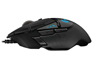 Logitech G502 Mouse, Lightsync RGB, HERO 25K DPI Sensor, 400 IPS, 5x3.6g Optional Weights, 11 Programmable Buttons, 114g, Black