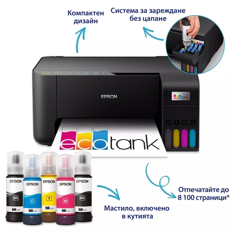 Мастилоструйно мултифункционално устройство EPSON EcoTank L3270 Wi-Fi Black